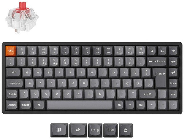 K2 Max(schwarz/grau, DE-Layout, Keychron Super Red, Aluminiumrahmen, RGB) 1