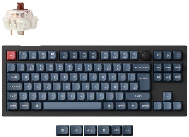 V3 Max(schwarz/blaugrau, DE-Layout, Gateron Jupiter Brown, Hot-Swap, RGB) 1