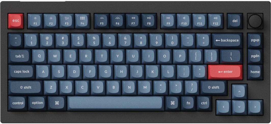 V1 Max(schwarz/blaugrau, DE-Layout, Gateron Jupiter Red, Hot-Swap, RGB) 1