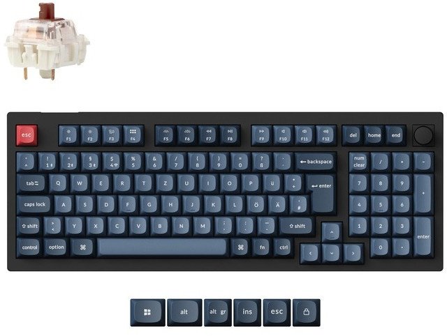 V5 Max(schwarz/blaugrau, DE-Layout, Gateron Jupiter Brown, Hot-Swap, RGB) 1