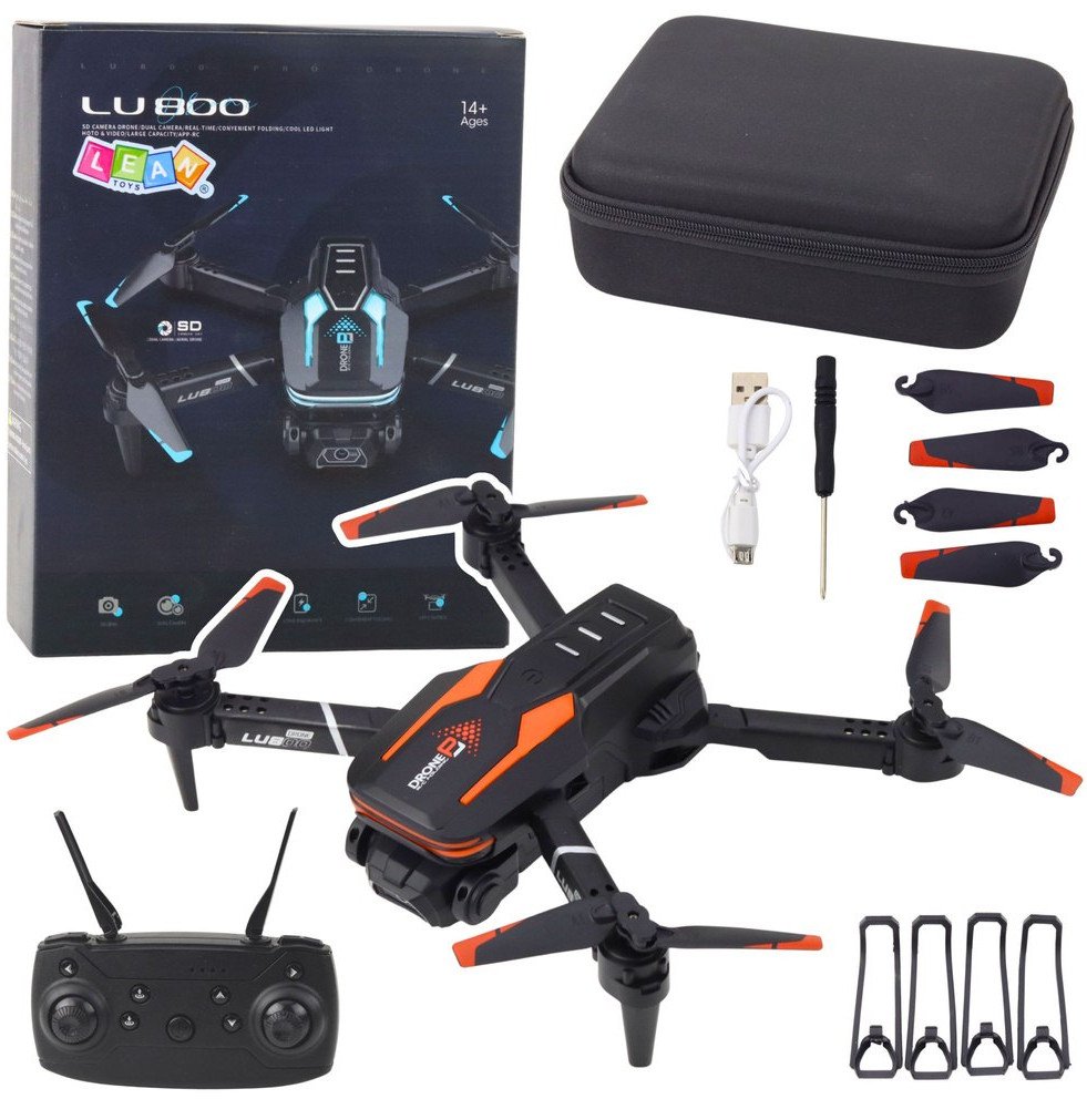 Dron Zdalnie Sterowany LU800 Kamera Światła LED Pomarańczowy 1