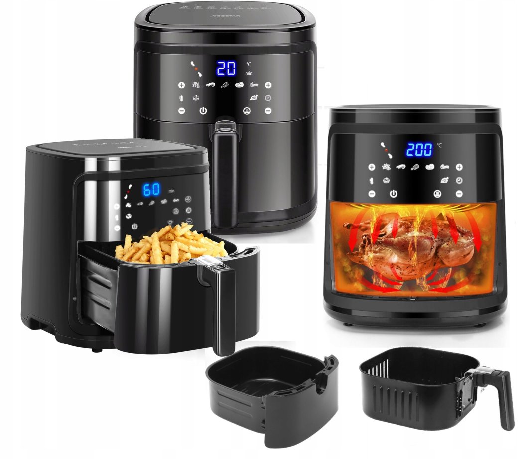 Frytkownica Beztłuszczowa 7L 1900W Air Fryer Xl Frytownica Ava Lcd Czarna 1