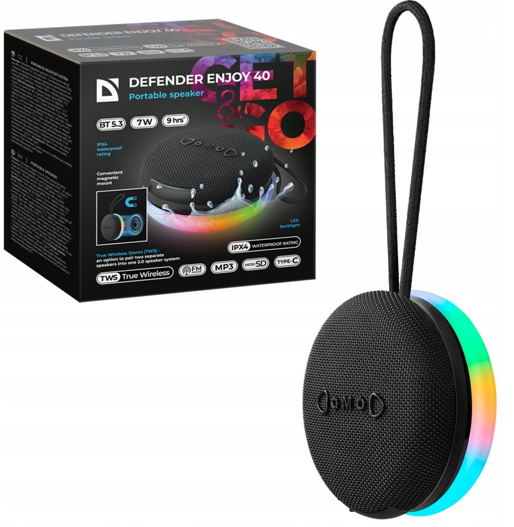 Głośnik Defender Enjoy 40 Bluetooth 7W BT/LED/TF/MP3/TWS/magnes 1