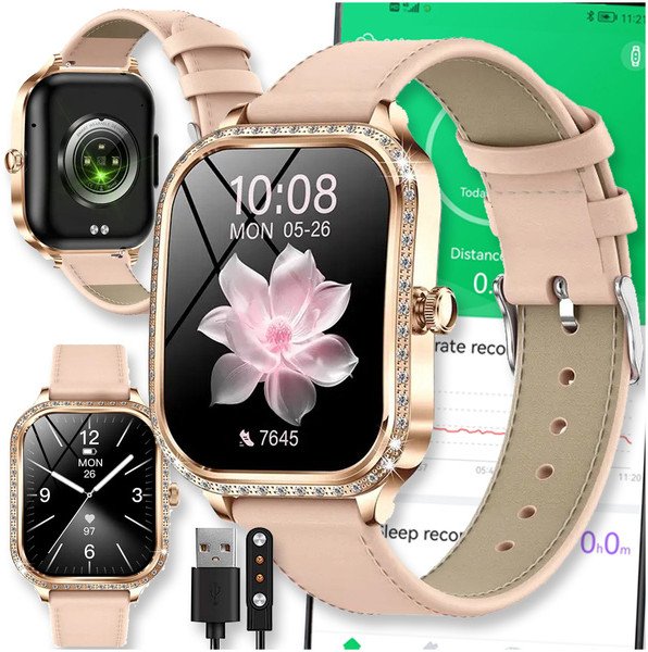 SMARTWATCH WATCH ZEGAREK AMOLED BLUETOOTH ROZMOWY MENU PL DAMSKI SMARTBAND MK88 1