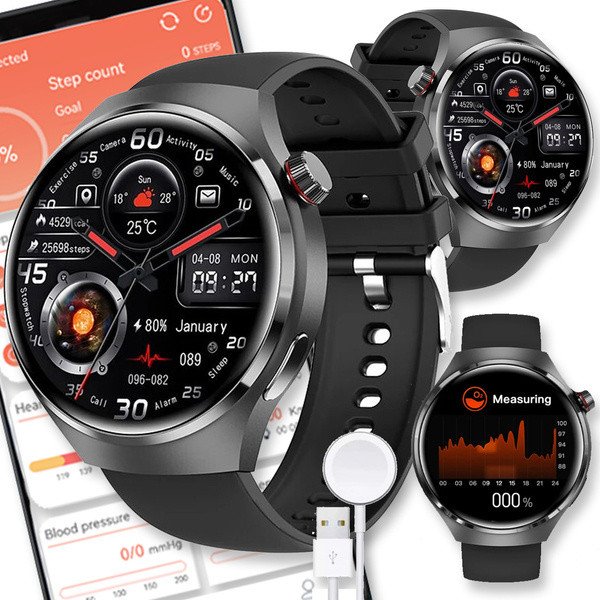 SMARTWATCH ZEGAREK SMARTBAND MENU POLSKIE DAMSKI ROZMOWY MĘSKI SMART WATCH WATCH 4 PRO 1