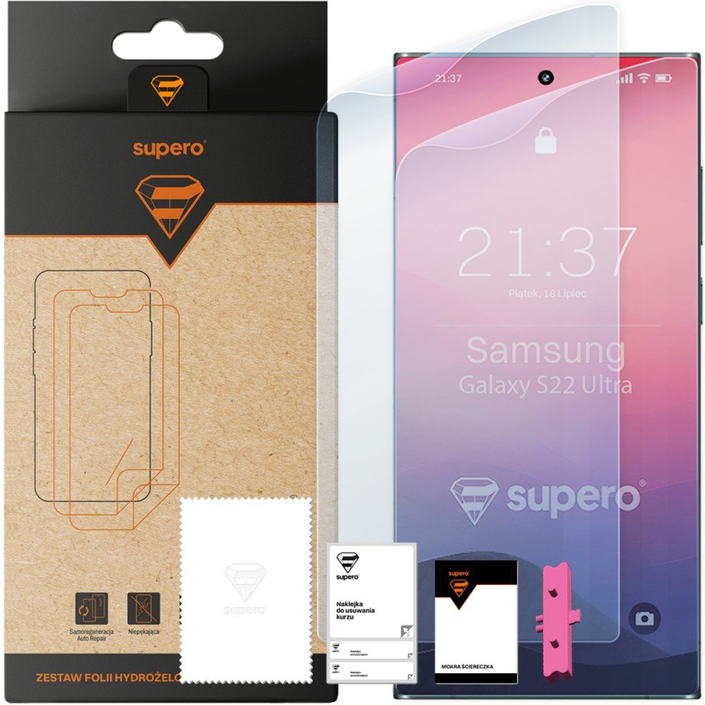 Folia hydrożelowa do Samsung Galaxy S22 Ultra, Supero, 2 szt. + aplikator 1