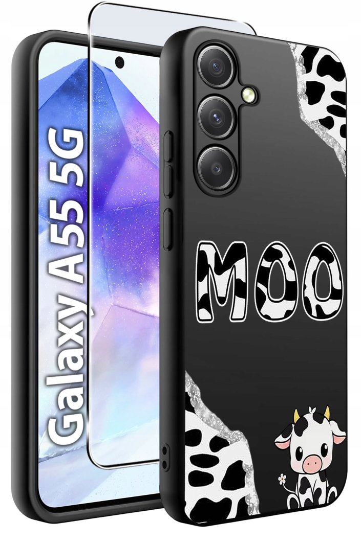 ETUI do Samsung A55 5G WZORY | SILIKONOWE MATT CASE + SZKŁO HARTOWANE 9H 1