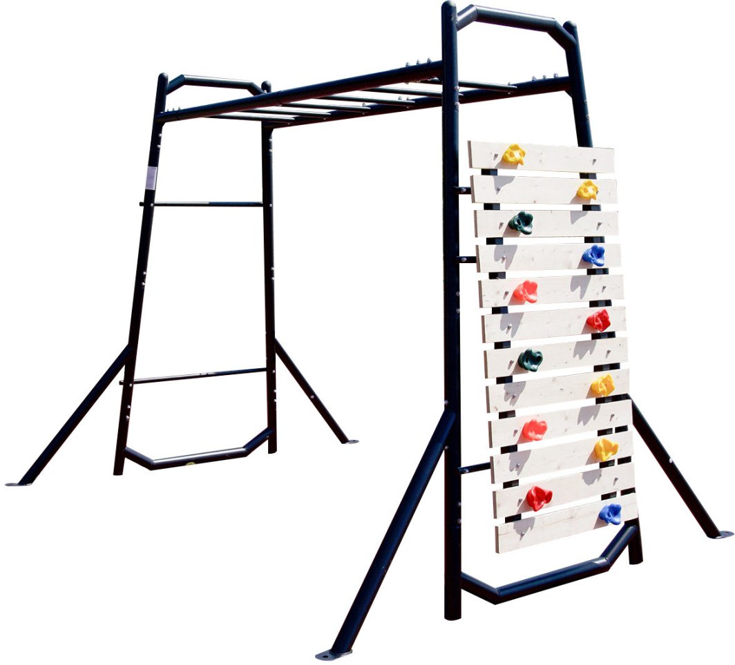 Siłownia ogrodowa + ścianka wspinaczkowa MONKEY BAR czarna metal CE 200kg 1