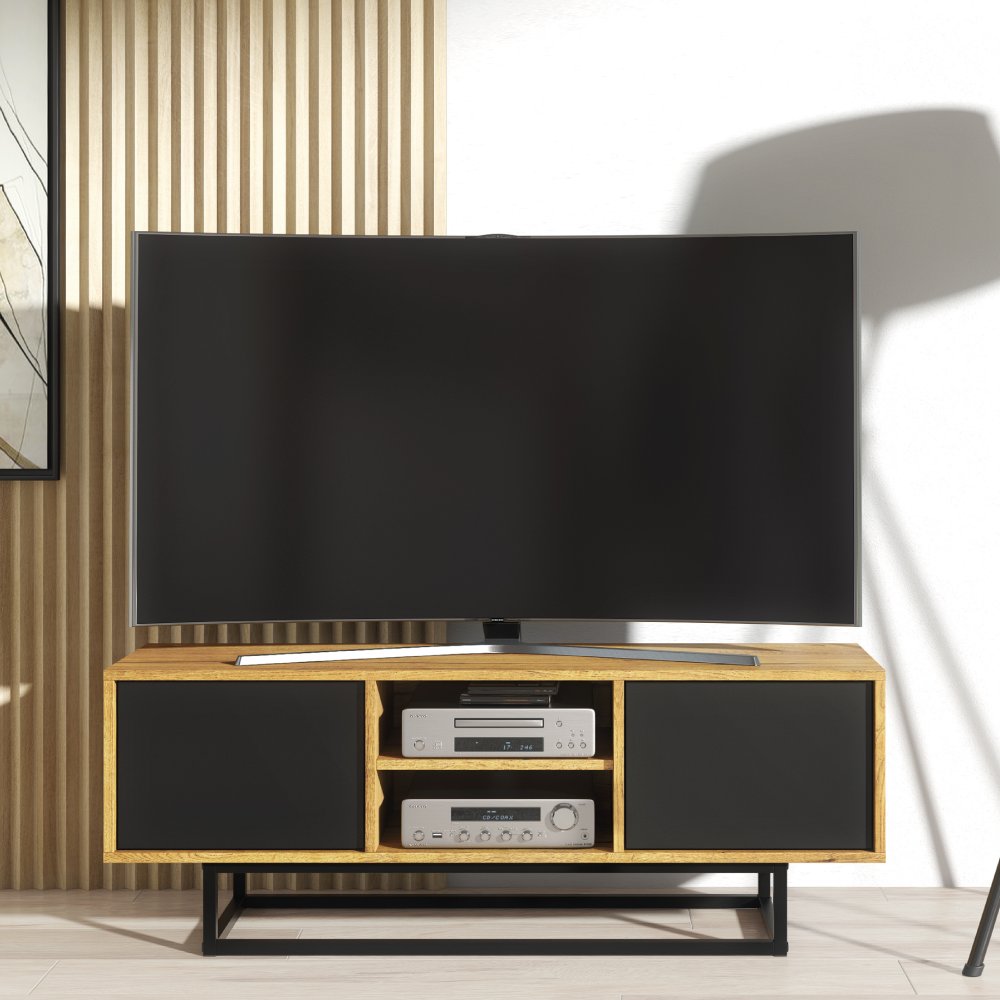 Szafka RTV 120cm Loft ONE FURNITURE Laminat Dębowy & Czarny 1