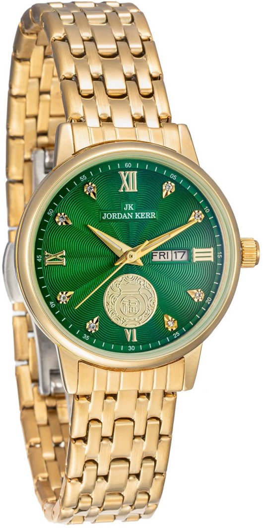 Zegarek damski Jordan Kerr L1071 złoty zielona tarcza 1