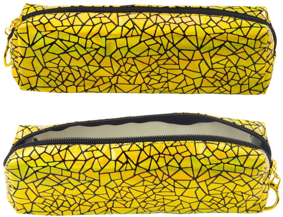 Piórnik Szkolny Biurowy Jednokomorowy Wzór Holograficzny Złoty 20x6,5 cm