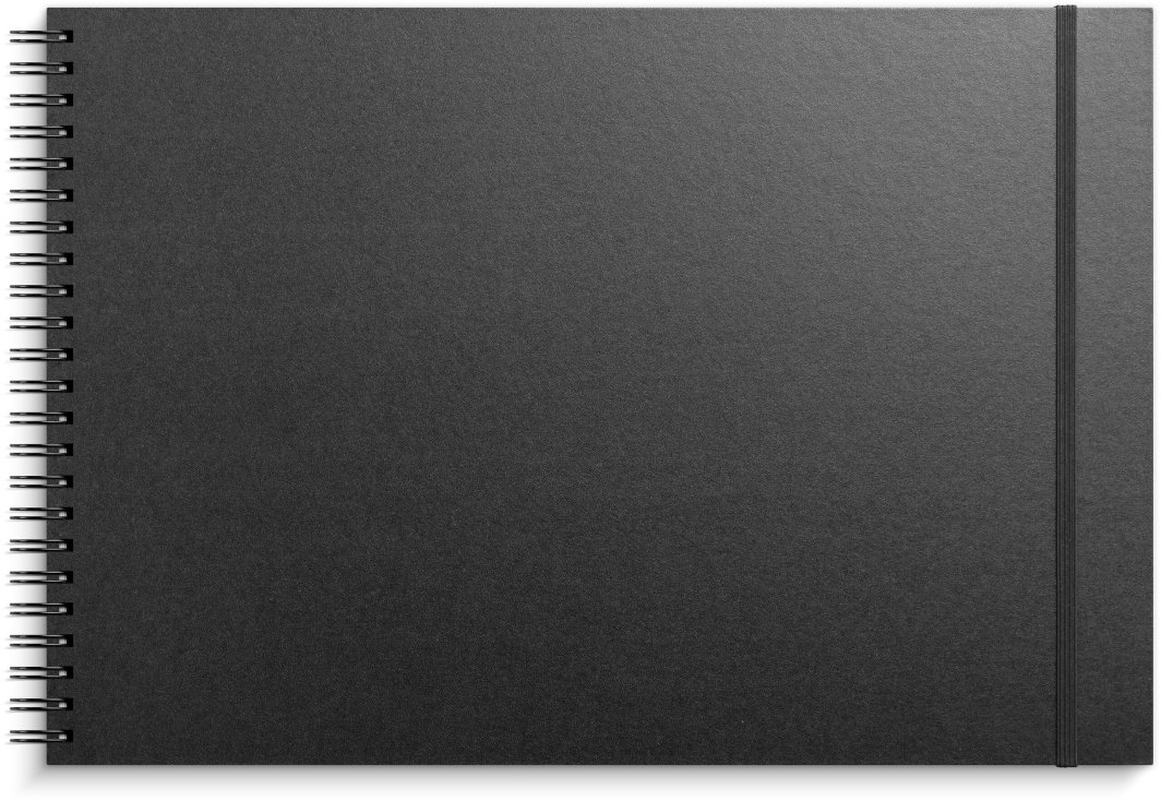 Grieg Skitseblok, sort kunstskind, ulinj., A3L