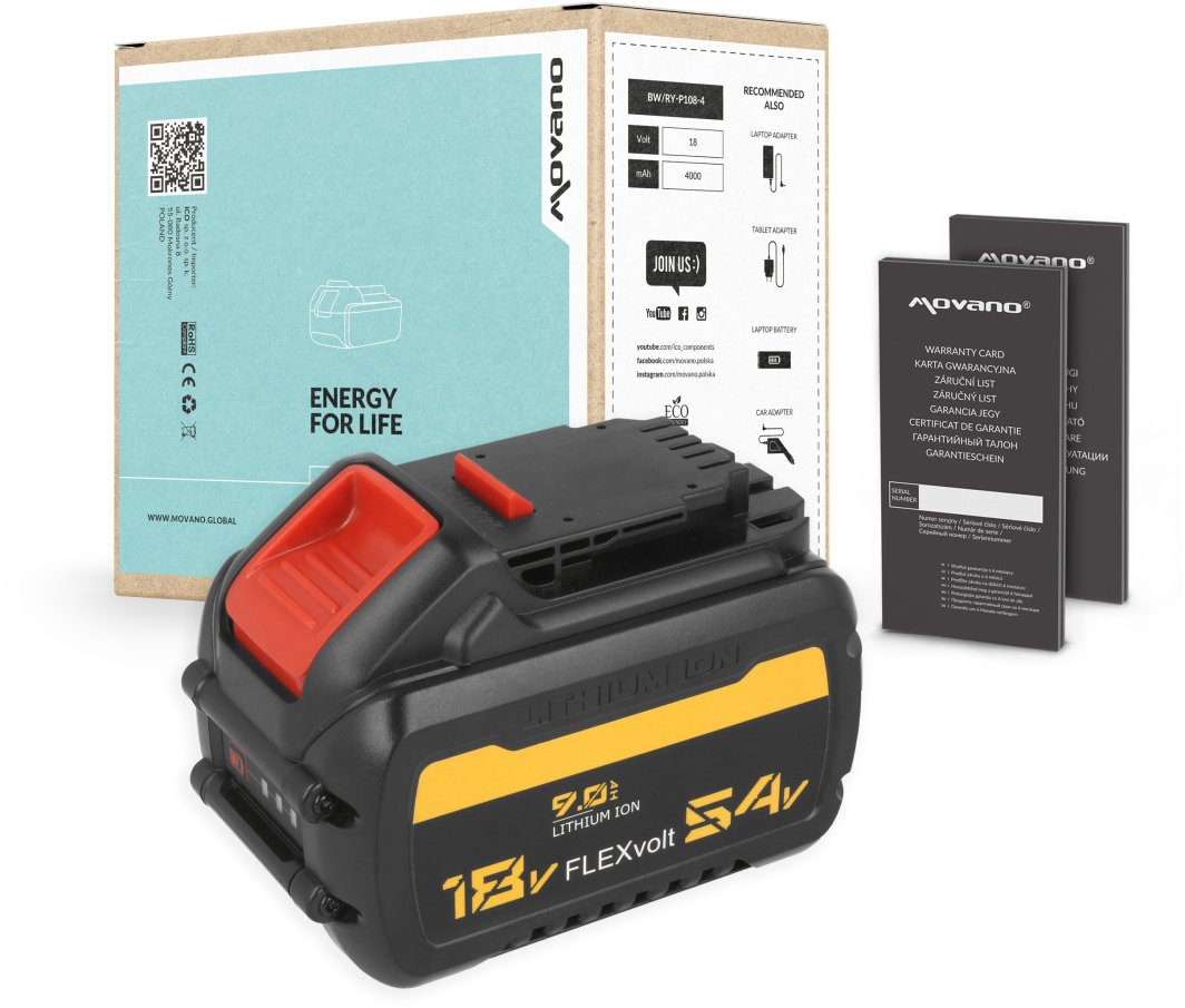 Bateria Movano do DeWalt DCB547, DCB548