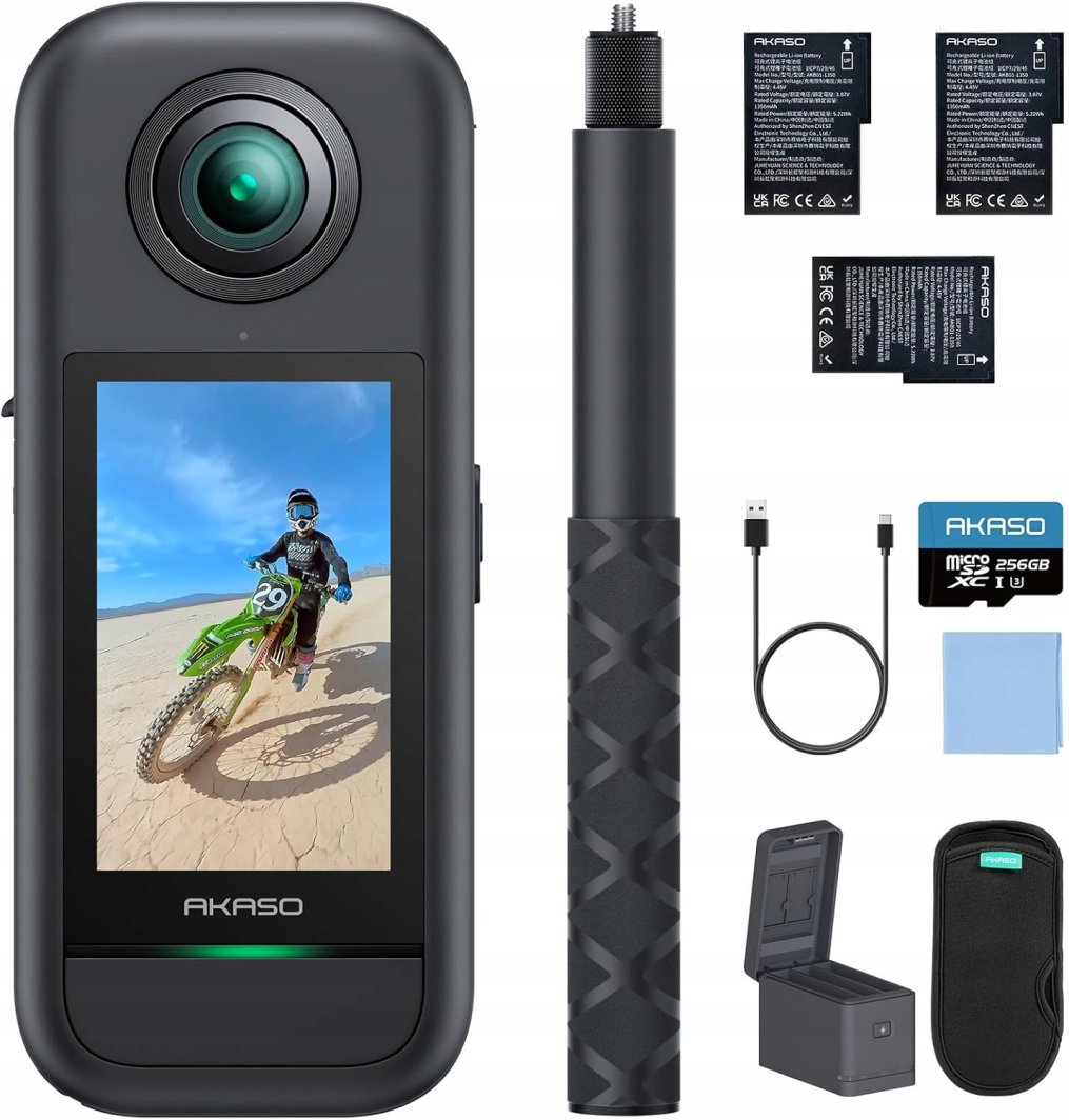 Zestaw AKASO Kamera sportowa z akcesoriami 360 5,7 K 72 MP 256 GB 1