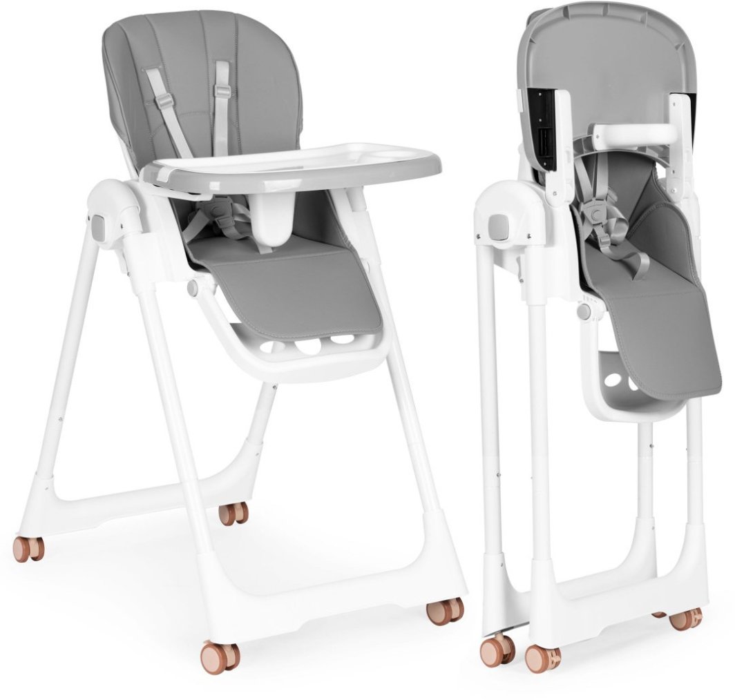 Krzesełko fotelik do karmienia regulacja wysokości ekoskóra pasy podwójna tacka ECOTOYS EDUKAMP 1