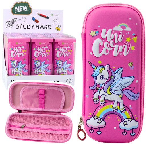 Piórnik Szkolny Usztywniany Jednorożec Różowy 22,5x10 cm