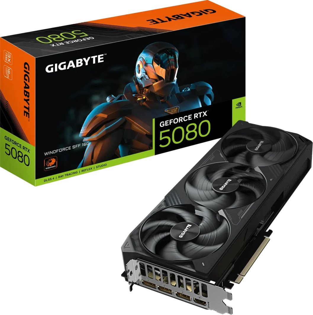 Karta graficzna Gigabyte GeForce RTX 5080 Windforce SFF 16GB GDDR7 DLSS4 (GV-N5080WF3-16GD) 1