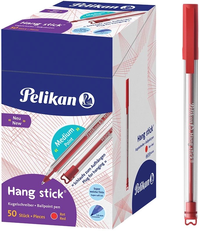 Długopis czerwony z uchwytem zawieszenia Hang Stick K86 1mm 50szt PELIKAN 1