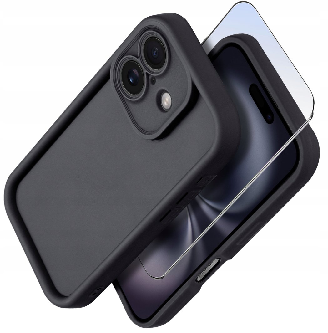 Etui do iPhone 16 silikonowe MATOWE + Szkło ochronne na ekran 9H 1