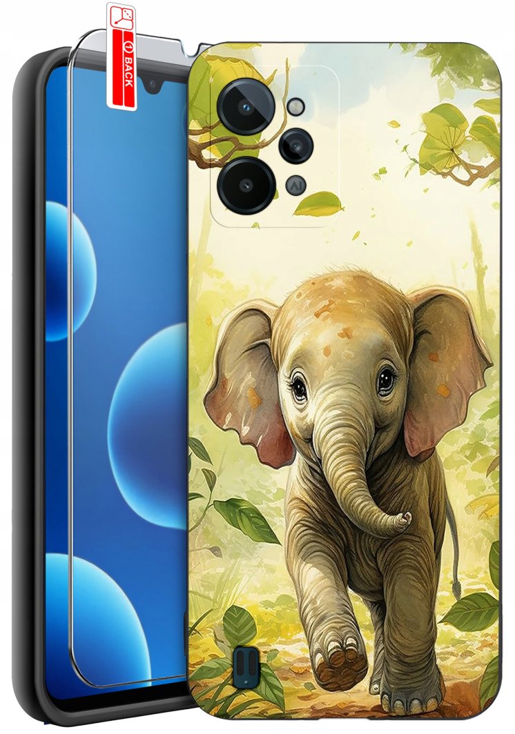 ETUI do Realme C31| WZORY | SILIKONOWE MATT CASE + SZKŁO 9H 1