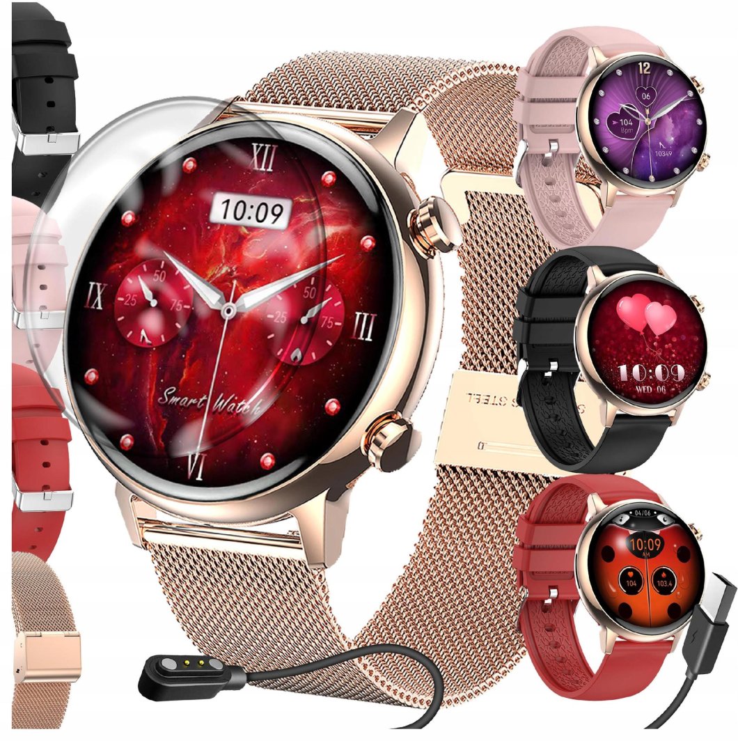 SMARTWATCH DAMSKI ZEGAREK ROZMOWY POWIADOMIENIA SPORT ZDROWIE POLSKIE MENU 1