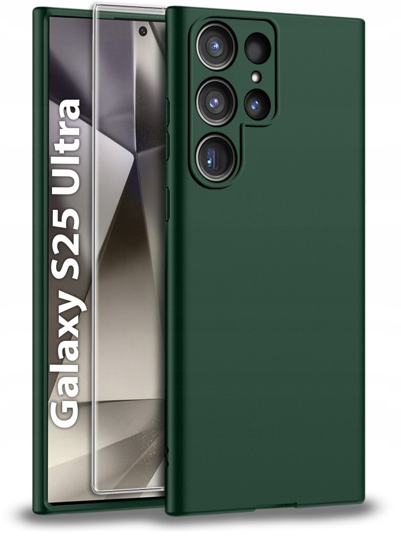 Etui do Samsung S25 Ultra CASE Gumowe Zielone Matowe Silikon Slim +SZKŁO 9H 1