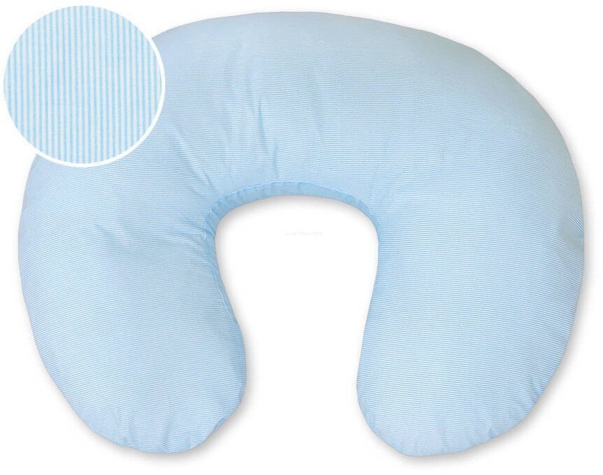 Poduszka rogal do karmienia fasolka rozbieralna - Paseczki niebieskie 1