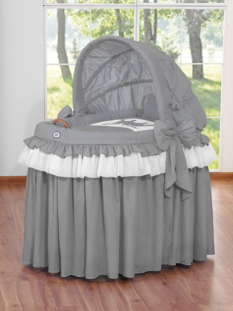 Kosz Mojżesza wiklinowy ze składaną budką- Little Prince antracyt 1