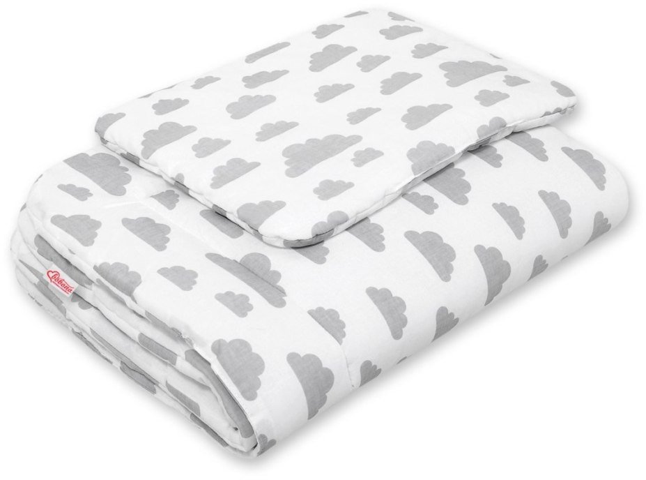Komplet pościeli dla niemowląt z wypełnieniem 2-cz 75x100cm NEWBORN - chmurki szare 1
