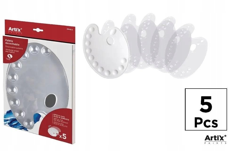 Paleta malarska plastikowa 22x28cm 5szt 1