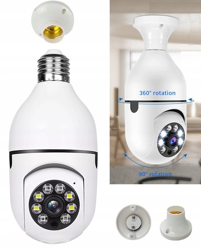 Kamera szpiegowska niania żarówka WiFi IP E27 obrotowa 1