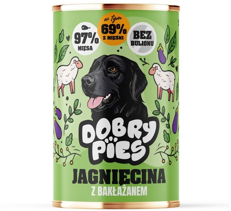 Dobry Pies Jagnięcina z bakłażanem 400g 1