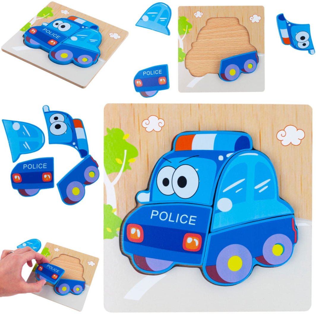 TG50030 PUZZLE DREWNIANE UKŁADANKA POLICJA AUTO POJAZD 1