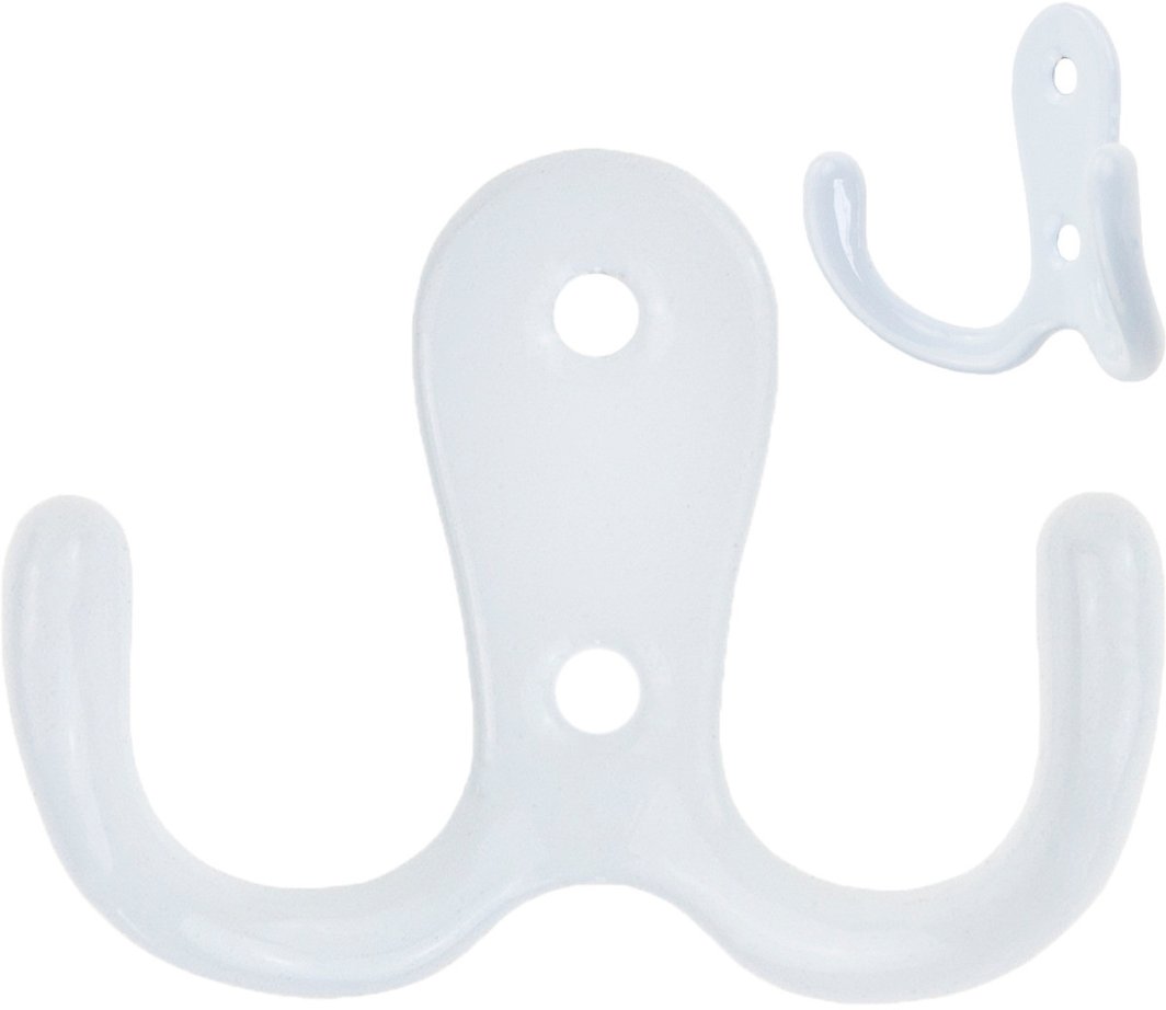 TG67387-1 WIESZAK NA UBRANIA HACZYK PODWÓJNY BIAŁY METALOWY do GARDEROBY SZAFY KURTKI