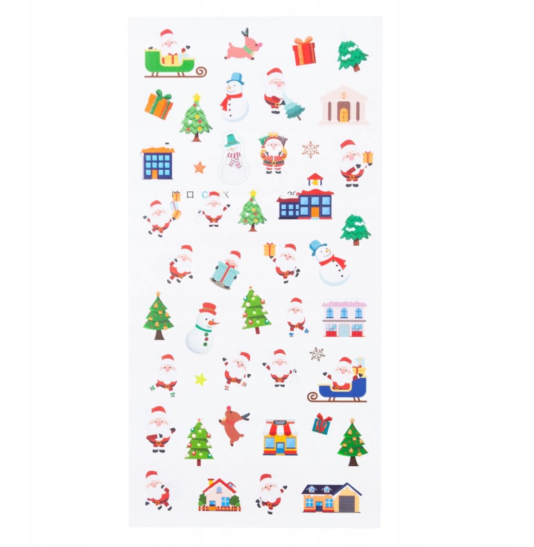 TG69531 NAKLEJKI ŚWIĄTECZNE BOŻONARODZENIOWE WZORY CHOINKA MIKOŁAJ BAŁWANEK na okno