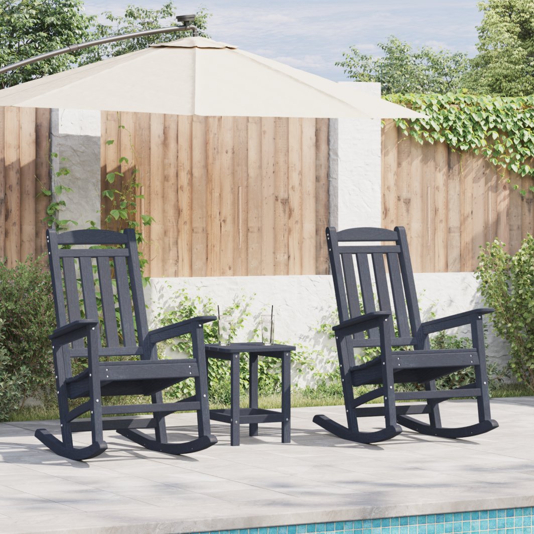 vidaXL Krzesła bujane , 2 sztuki, granatowe, wymiary 70x92x107,5 cm, materiały: HDPE 1