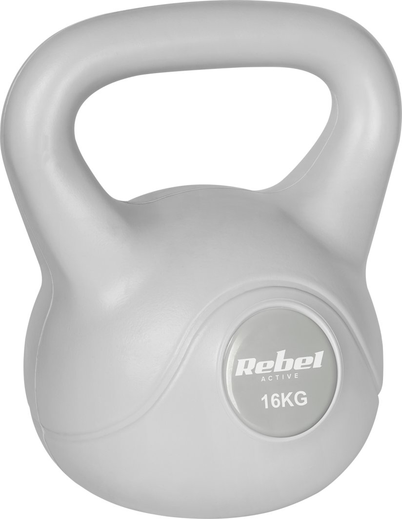 Kettlebell bitumiczny 16 kg szary REBEL ACTIVE 1