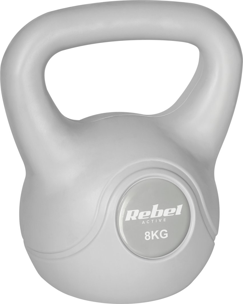 Kettlebell bitumiczny 8 kg szary REBEL ACTIVE 1