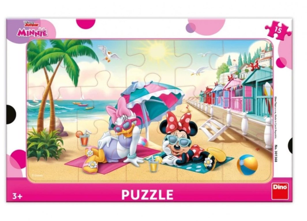 Puzzle 15 ramkowe Myszka Minnie Na plaży 1