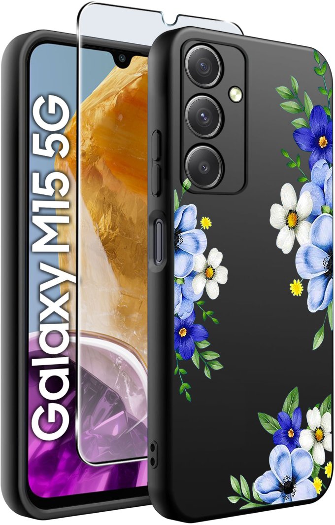 ETUI do Samsung M15 5G WZORY | SILIKONOWE MATT CASE + SZKŁO HARTOWANE 9H 1