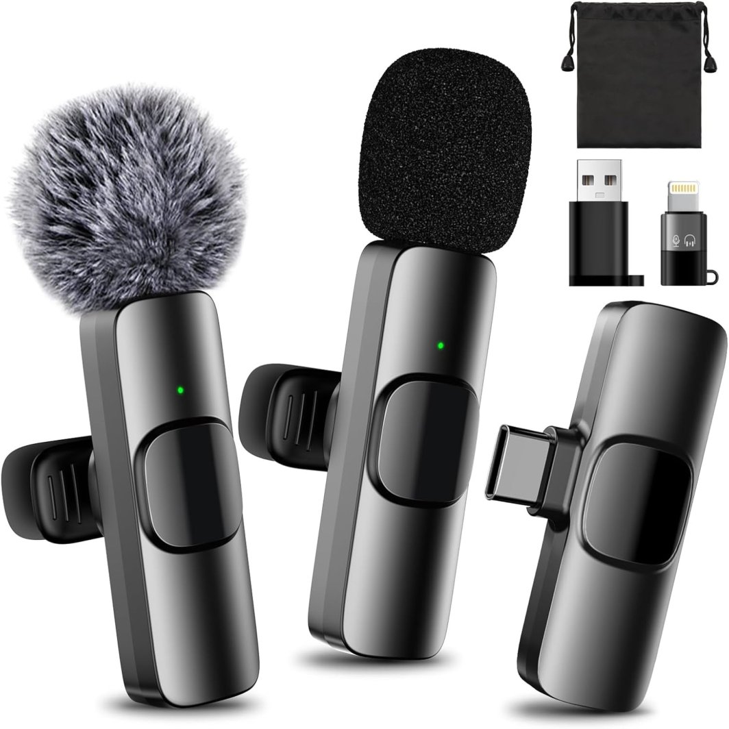 2x MINI ZESTAW MIKROFON DO TELEFONU BEZPRZEWODOWY KRAWATOWY USB-C IPhone 1