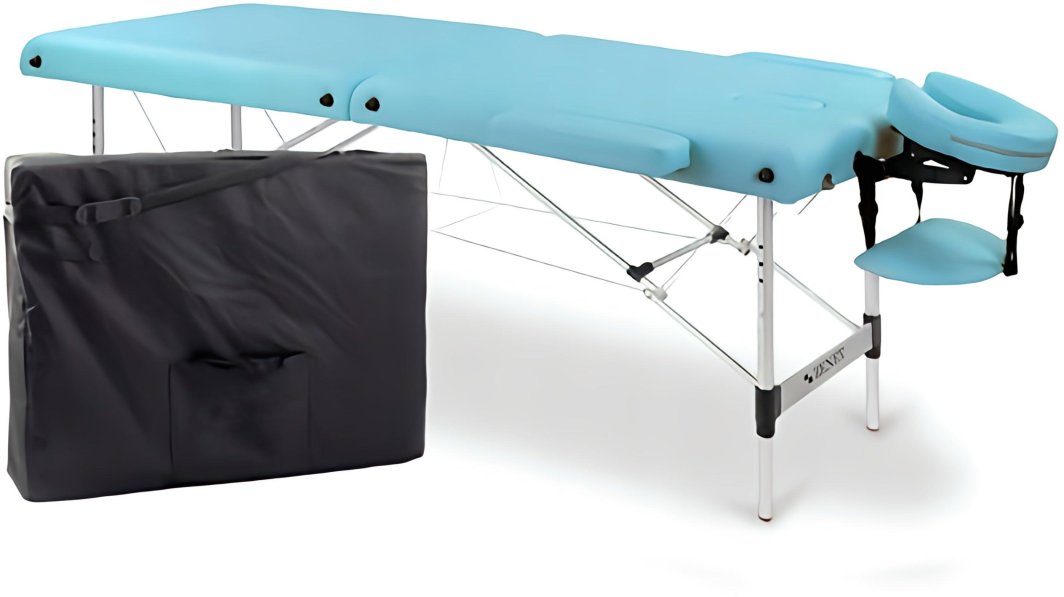 Łóżka do masażu ZENET aluminiowy, składany, regulowany, profesjonalny, z pokrowcem, ZET-1044/L-LIGHT BLUE 1