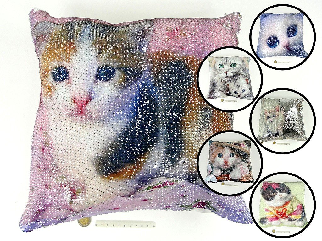 poszewka na poduszkę magiczne cekiny koty 40x40 cm 1