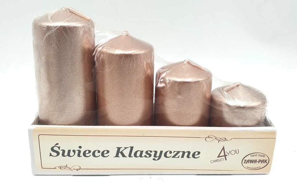 świece walec różowe złoto  4szt. 11-7cm  | L36 SET50/4 1
