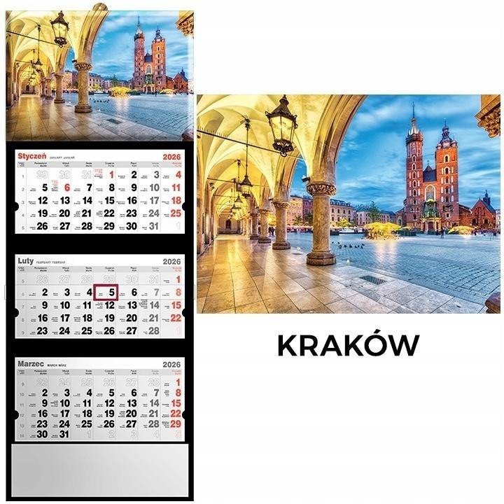 Kalendarz 2026 trójdzielny Kraków 1