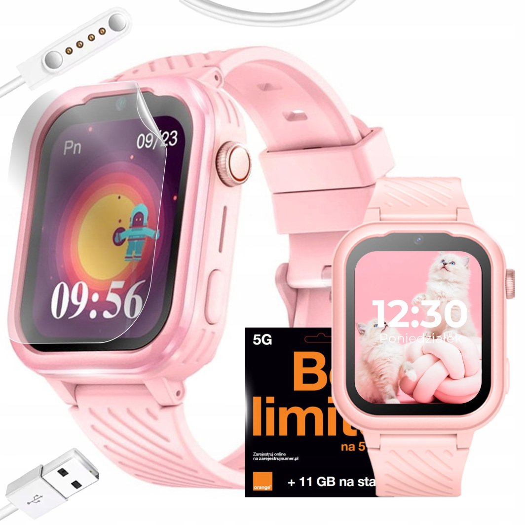 SMARTWATCH ZEGAREK DLA DZIECI TELEFON 4G ROZMOWY SMS Z GRAMI POLSKIE MENU 1