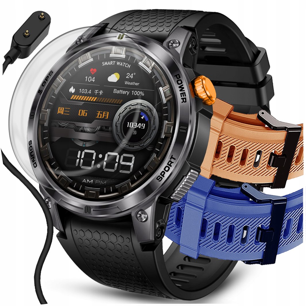 SMARTWATCH ZEGAREK MĘSKI SPORTOWY GPS WODOSZCZELNY ROZMOWY SPORT ZDROWIE 1