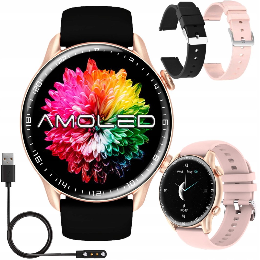 SMARTWATCH ZEGAREK DAMSKI POLSKIE MENU ROZMOWY CIŚNIENIE PULS SPORT AMOLED 1