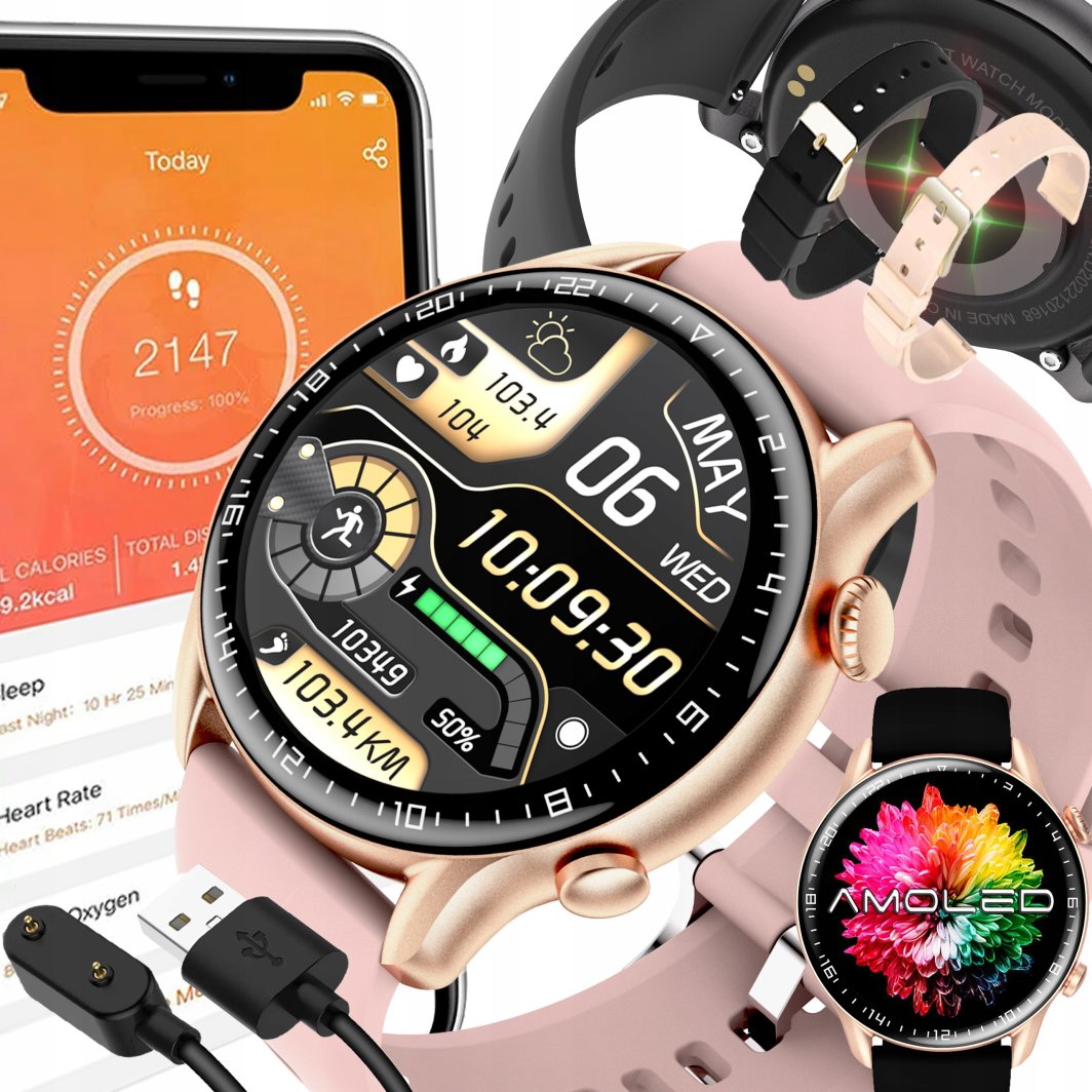 SMARTWATCH ZEGAREK DAMSKI ROZMOWY CIŚNIENIE AMOLED 1