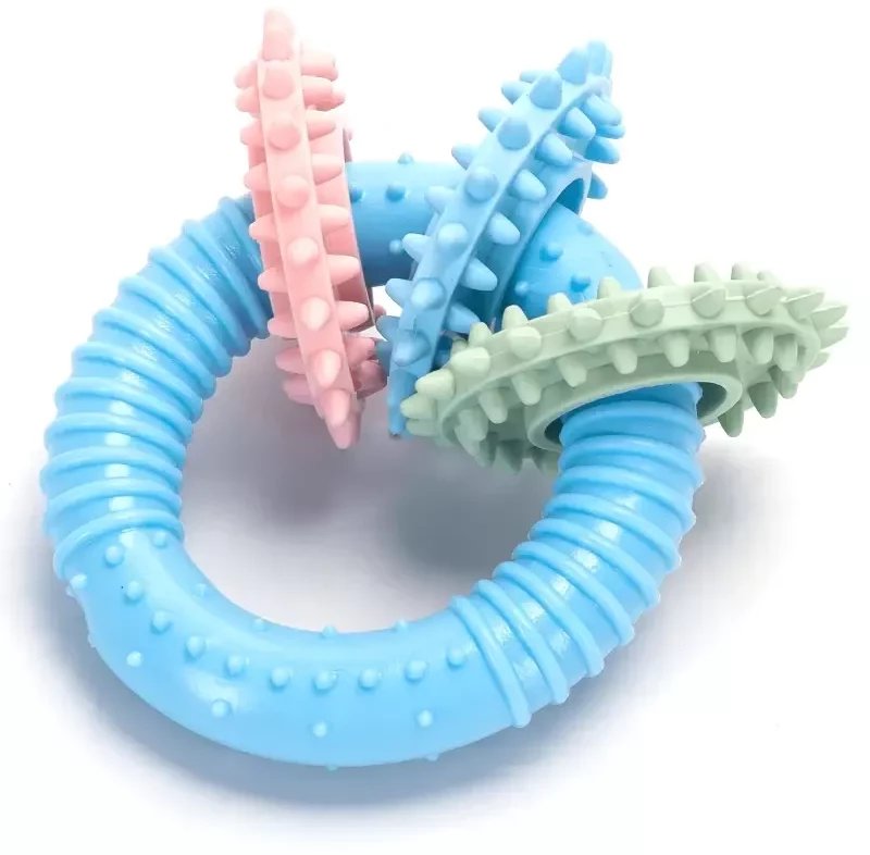 Ring z 3 mini ringami zabawka dla psa 8cm do czyszczenia zębów 1